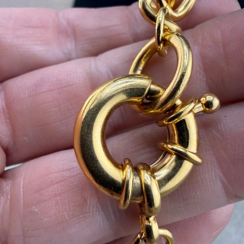 Vintage‎ Chunky Necklace Gold Tone Chain 17